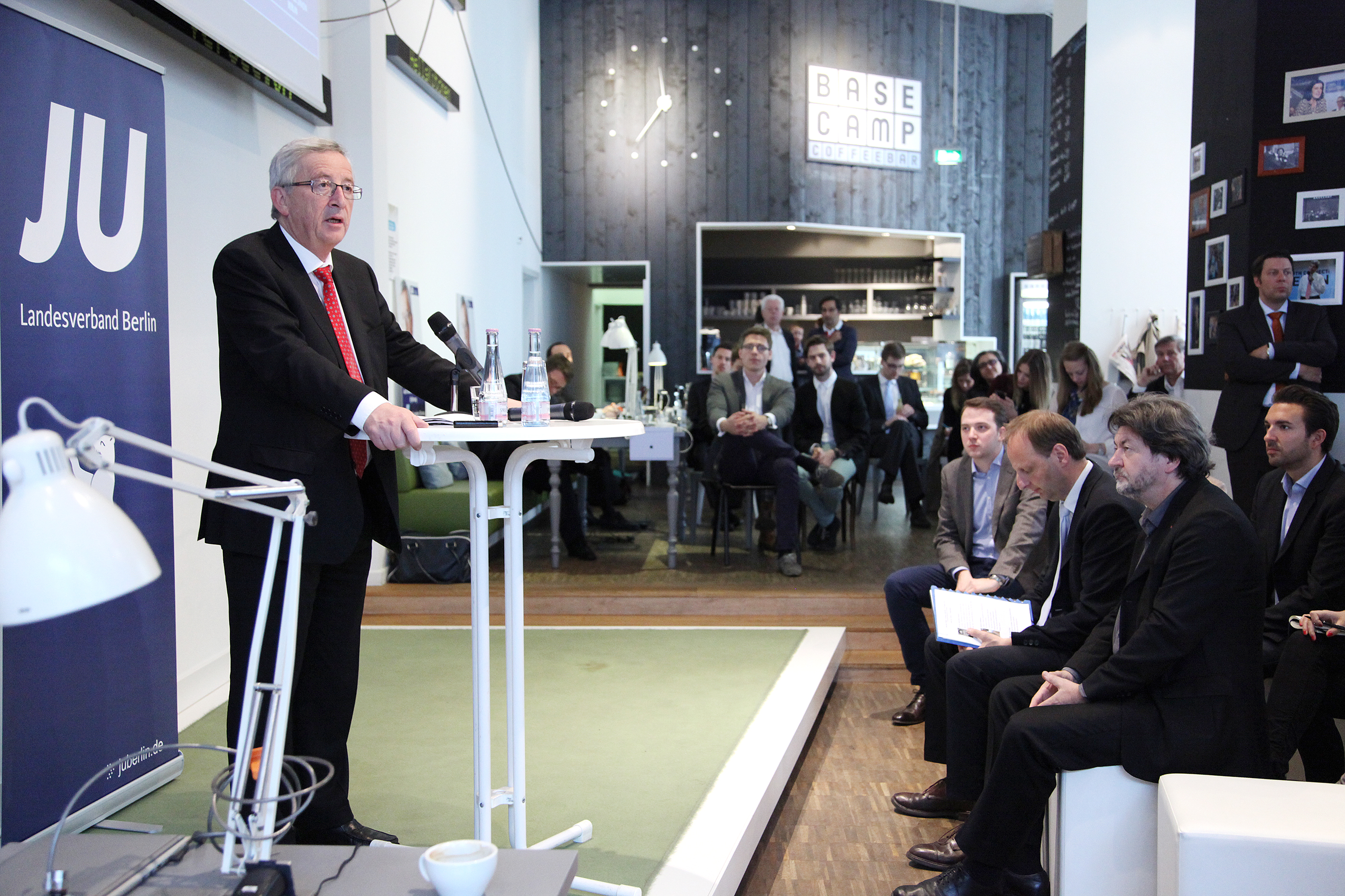 Jean-Claude Juncker im Rahmen des Europawahlkampfs 2014 zur Digitalpolitik im Basecamp, Bild: Jördis Zähring
