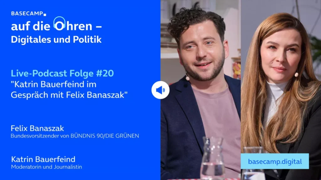 Live-Podcast Folge 20 "Kitchen Talk: Moderatorin und Journalistin Katrin Bauerfeind im Gespräch mit Felix Banaszak, Bundesvorsitzender von BÜNDNIS 90/DIE GRÜNEN" auf YouTube anhören.